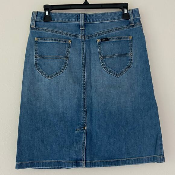 L.L. Bean denim jean skirt 70s inspired pockets Classic western Cottagecore S - Picture 4 of 9